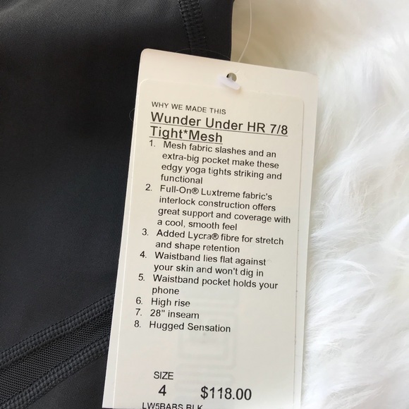 NWT BLACK LULULEMON WUNDER UNDER HIGH RISE MESH - Picture 5 of 8